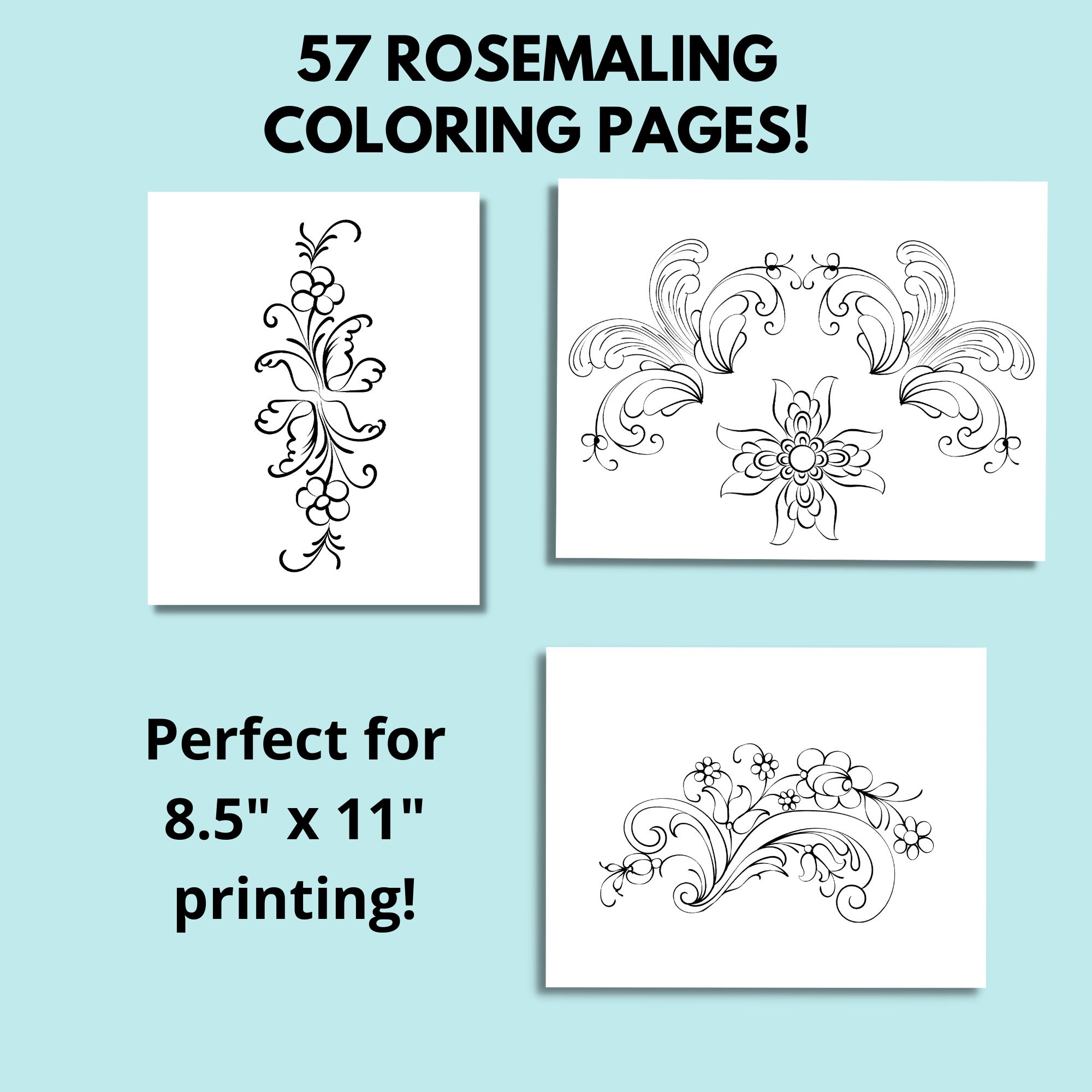 Rosemaling printable digital download coloring book rosemaling patterns norwegian rosemaling art scandinavian folk art rosemaling design download now