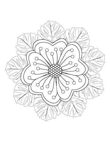 Premium vector flower coloring book page adult coloring book page for amazon flower coloring book page