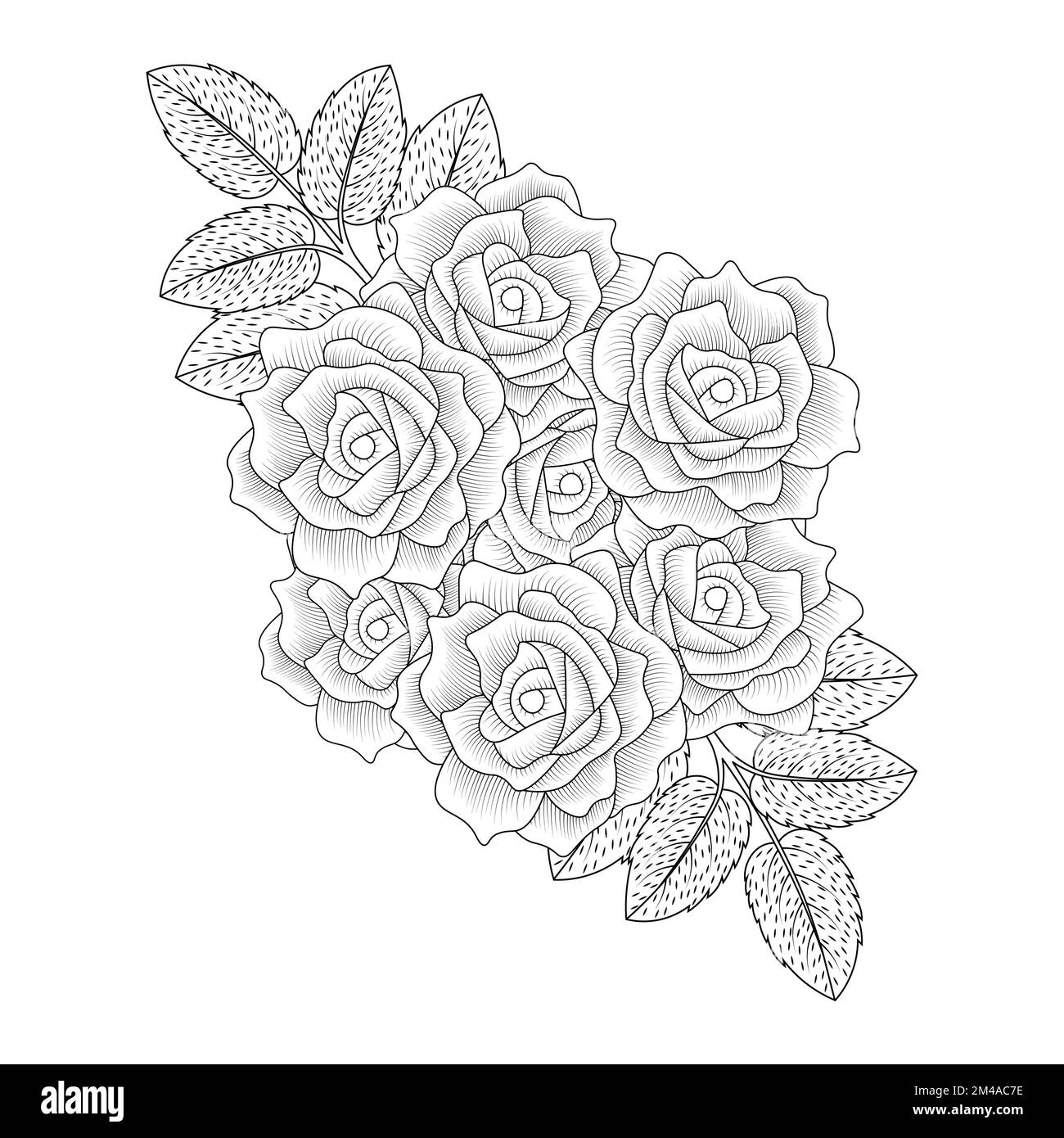 Flowers rose hand drawn coloring page with decorative stylish line art vector design stock vector image art