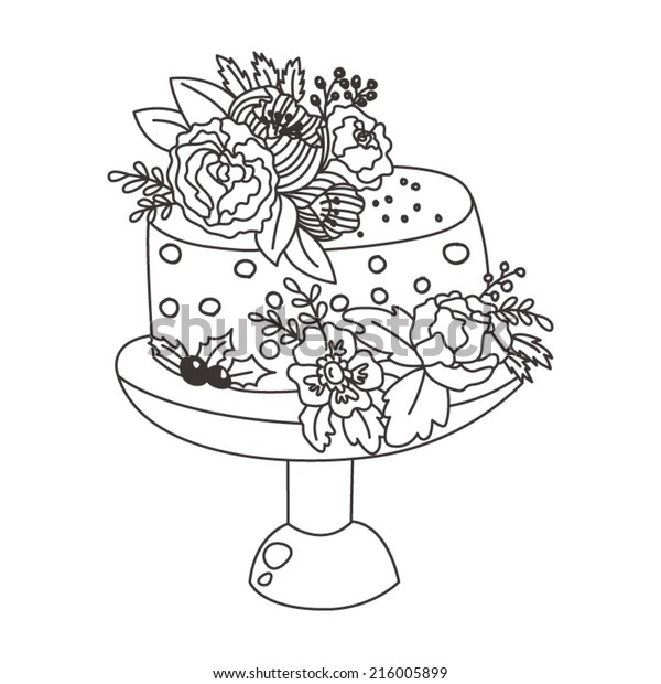 Wedding cake flowers good coloring can stock vector royalty free