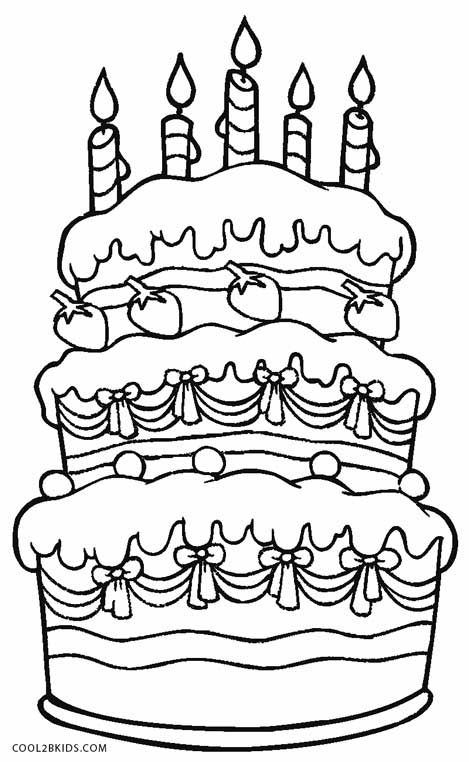 Free printable birthday cake coloring pages for kids