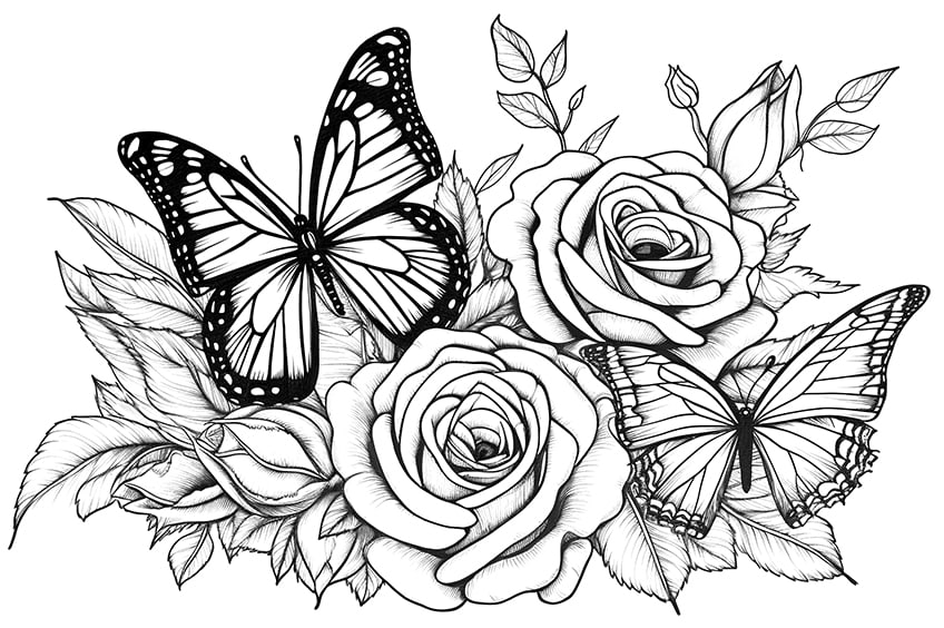Rose coloring pages
