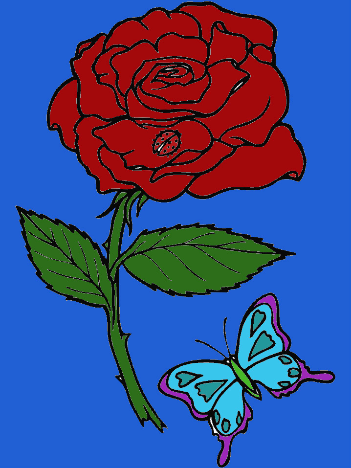 Rose and butterfly coloring page by aviana