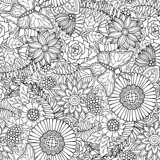 Flowers with butterflies coloring page decal â