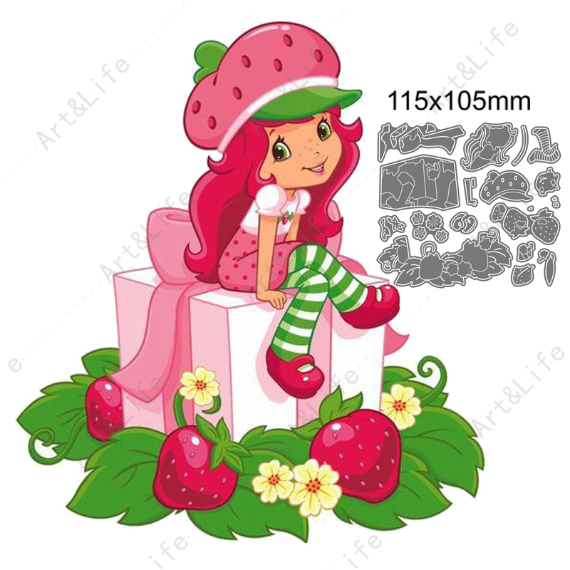 New metal steel cutting dies strawberry cute girls flowers stencils for making scrapbooking diy album paper cards embossing die