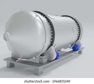 Rotary drum bioreactor solid fermentation d stock illustration