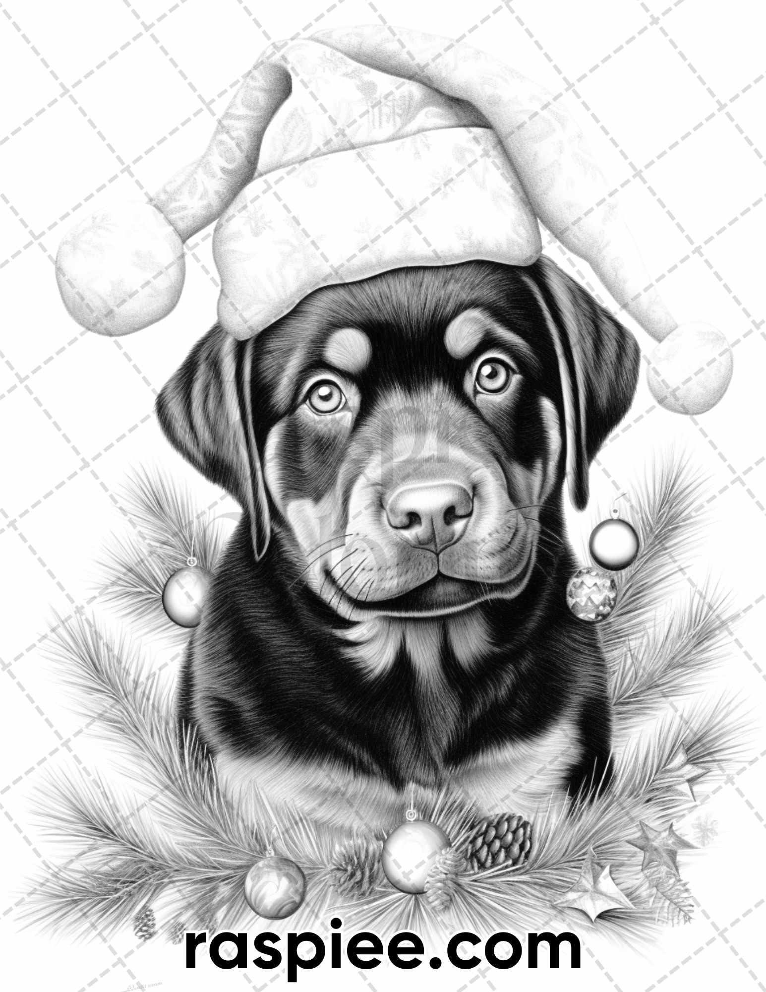 Christmas dogs grayscale coloring pages for adults printable pdf i â coloring