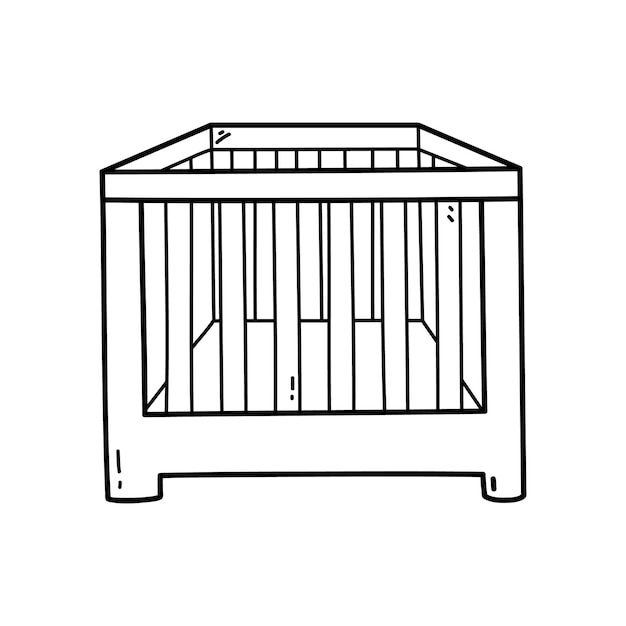 Premium vector coloring page with doodle baby bed