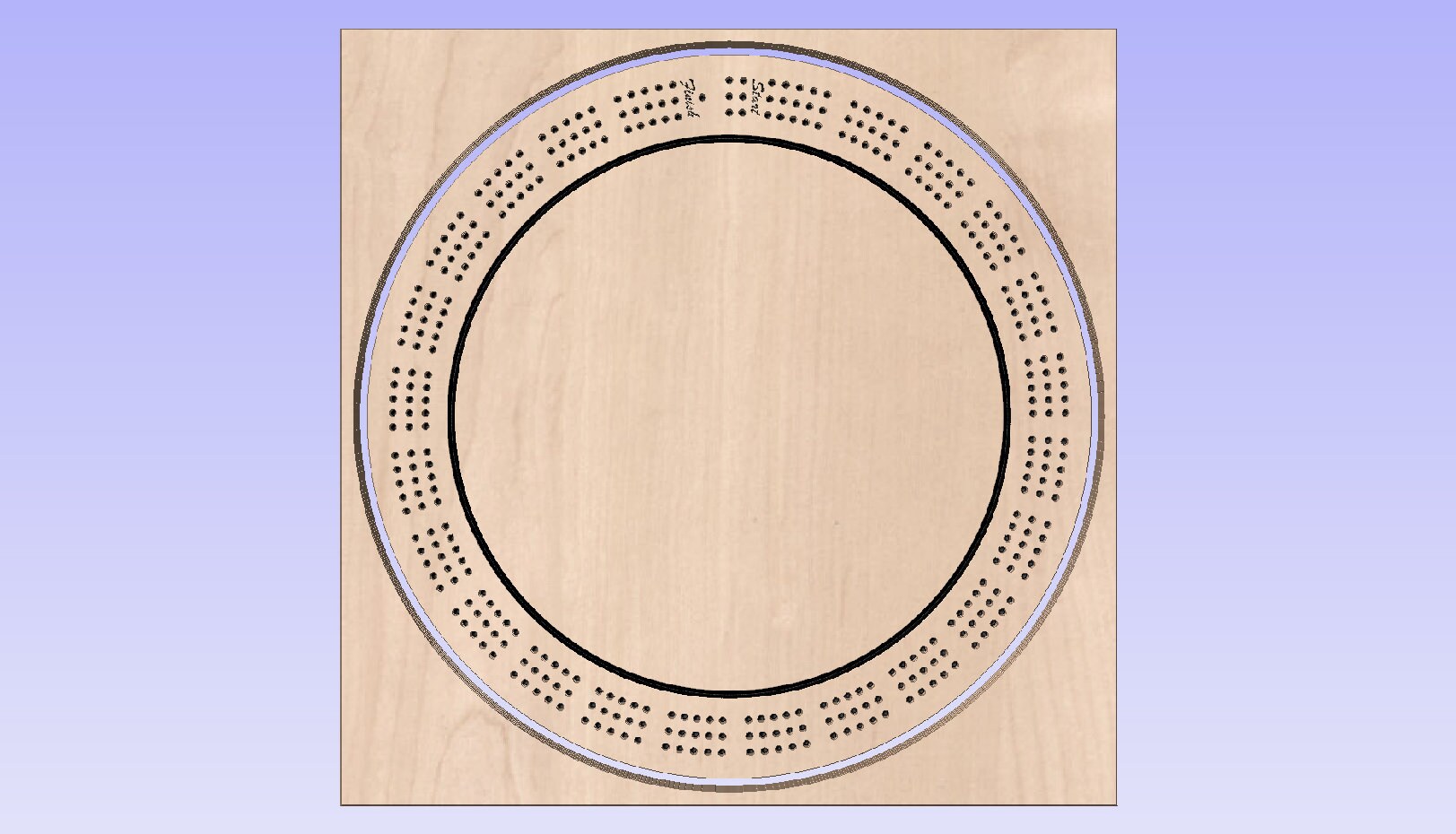 Round cribbage board dxf