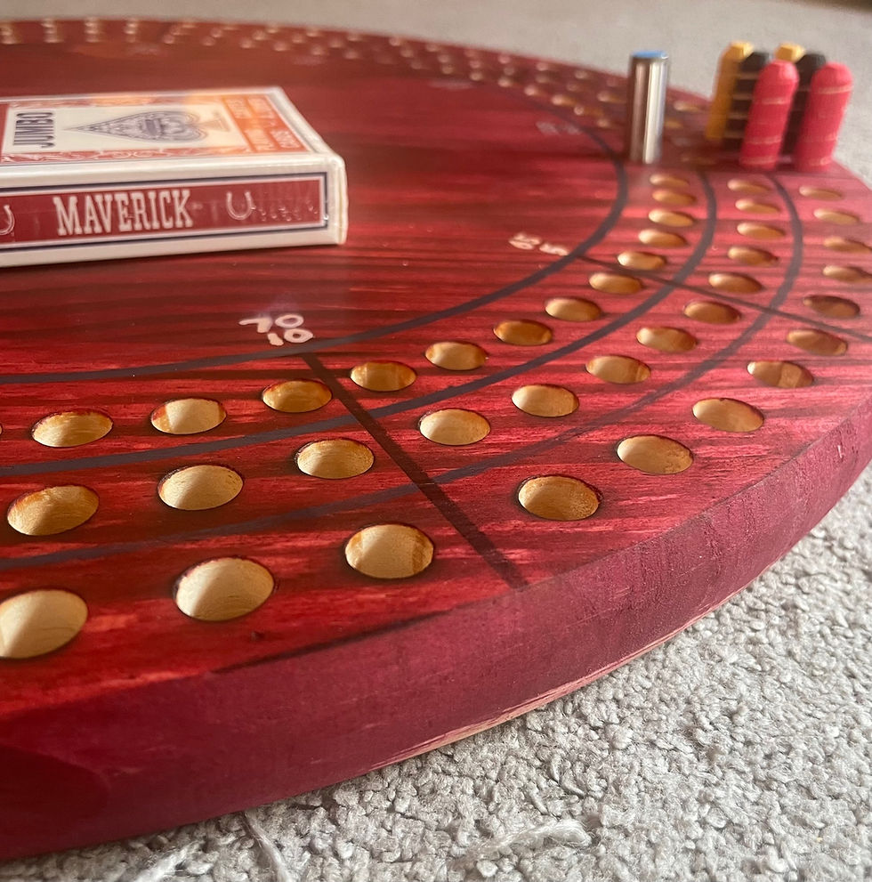 Cribbage board blank center color red stain cribbage king