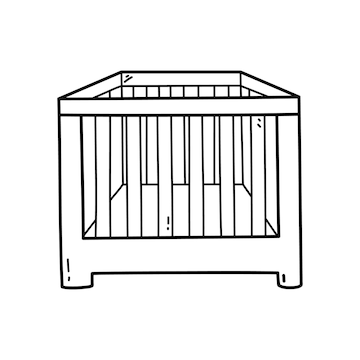 Premium vector coloring page with doodle baby bed