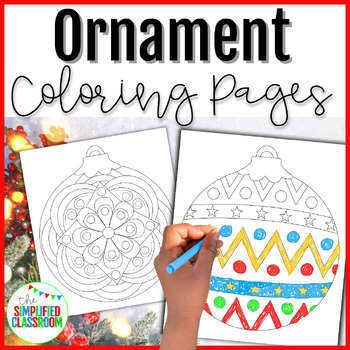 Christmas ornament coloring pages by the simplified classroom tpt