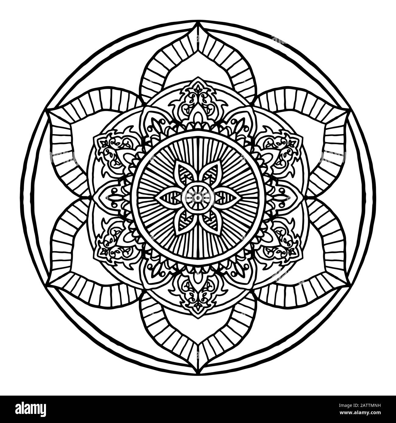 Outline mandala decorative round ornament can be used for coloring book anti