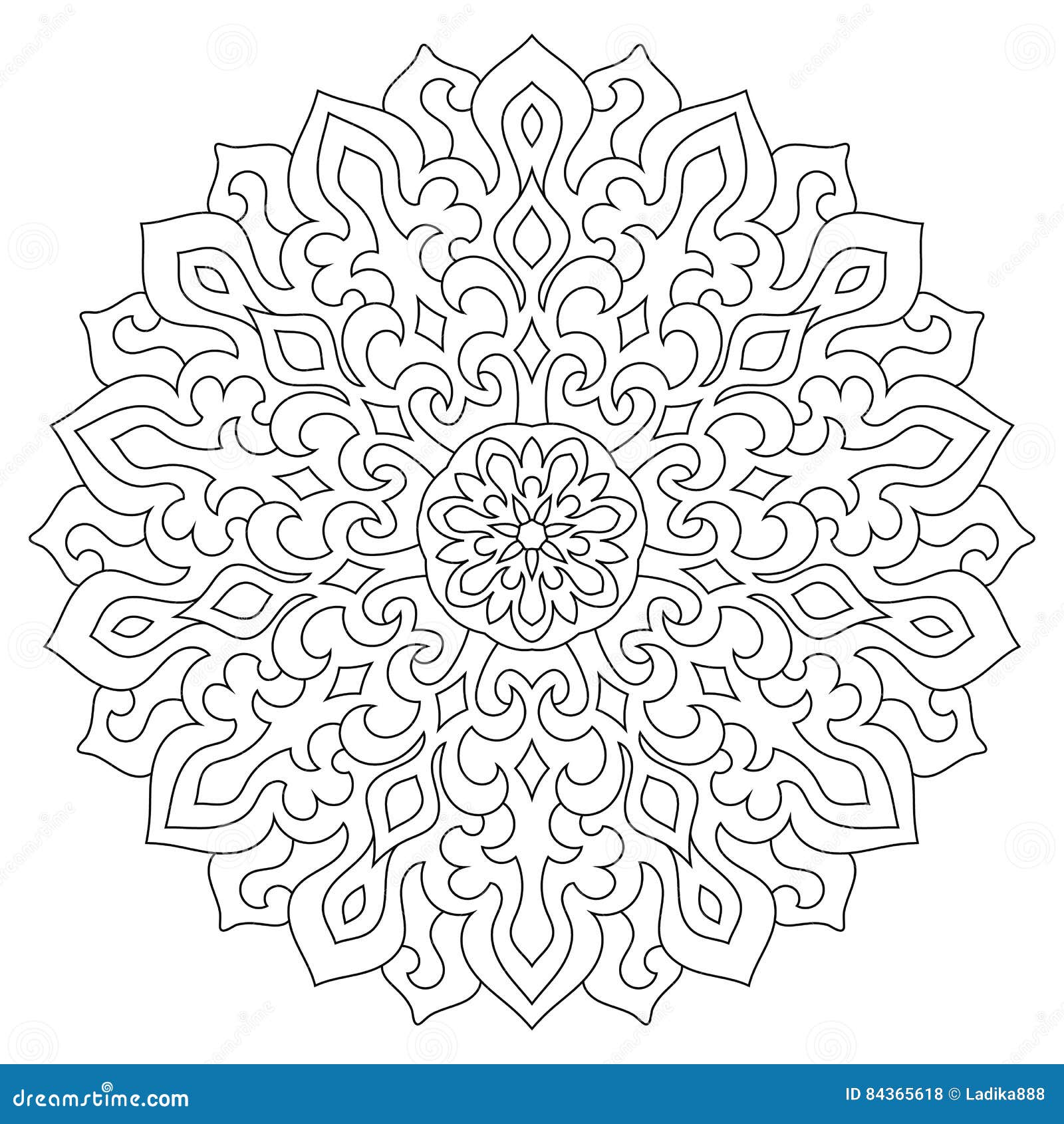 Circular geometric ornament round outline mandala for coloring page stock vector
