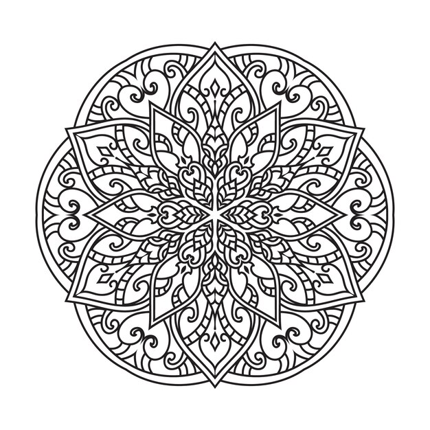 Premium vector mandala design for adult coloring pagedecorative round ornament