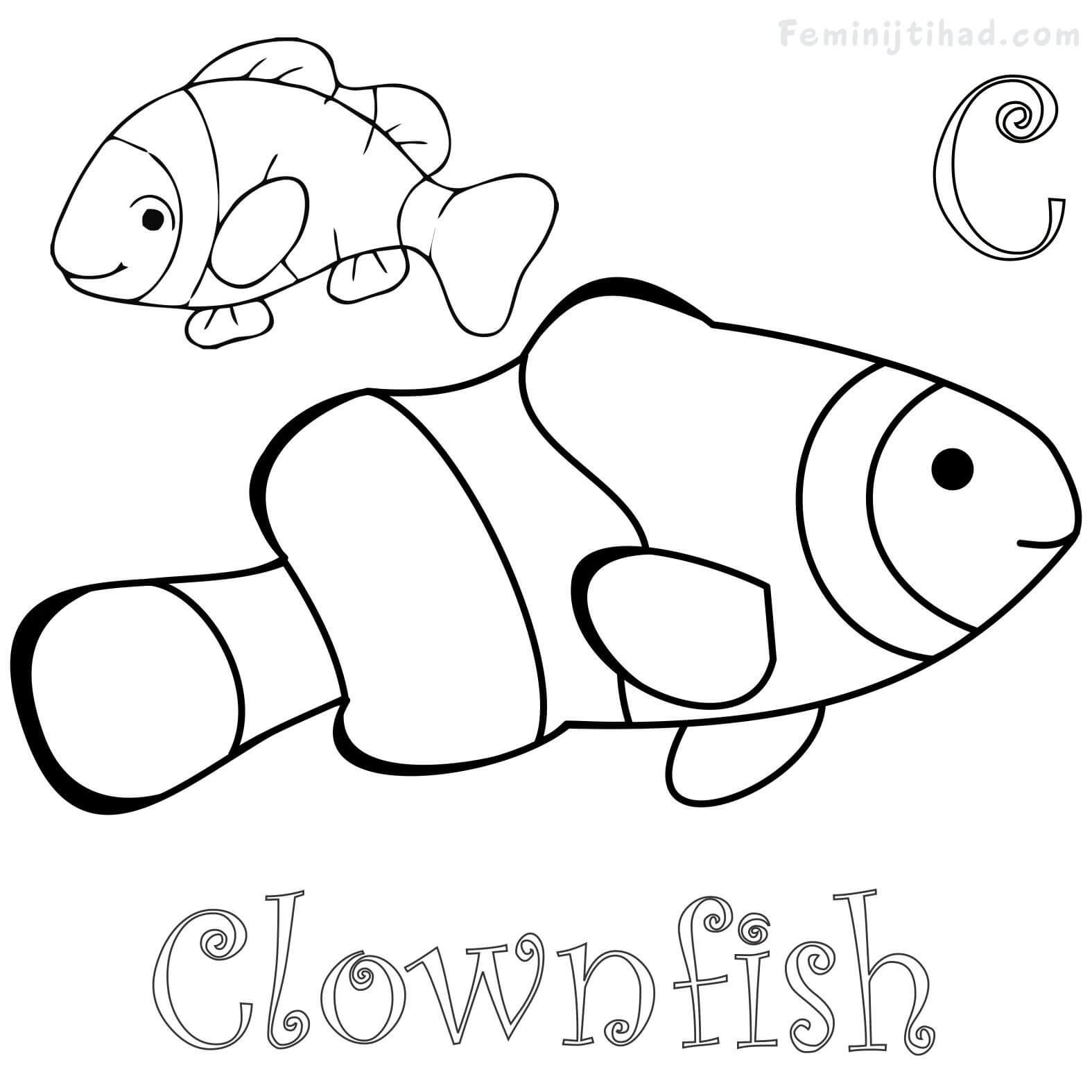 C for clownfish coloring pages pdf printable