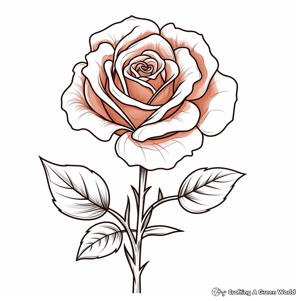 Realistic rose coloring pages