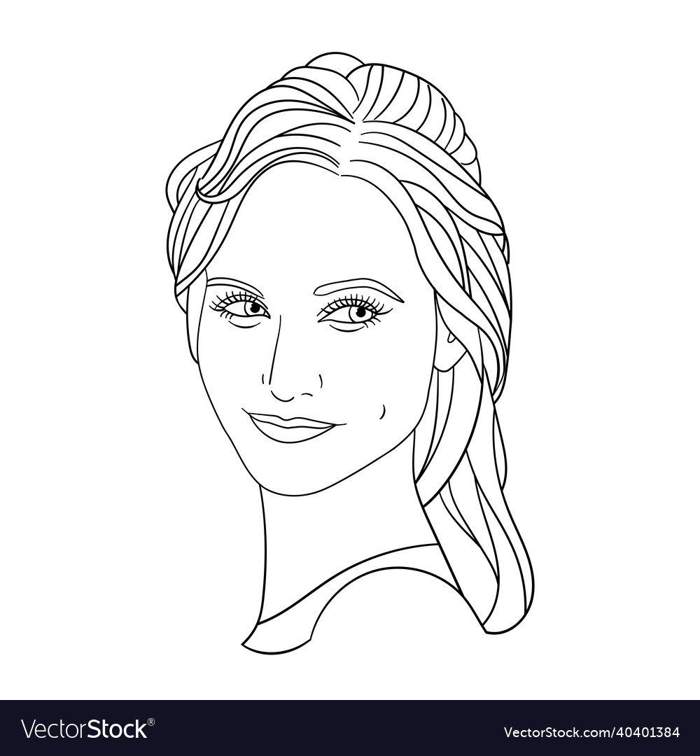 Portrait of a young woman coloring page royalty free vector