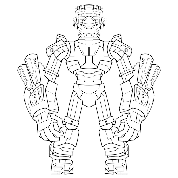 Premium vector illustration in a cartoon coloring pages cute robot android for kids preschool