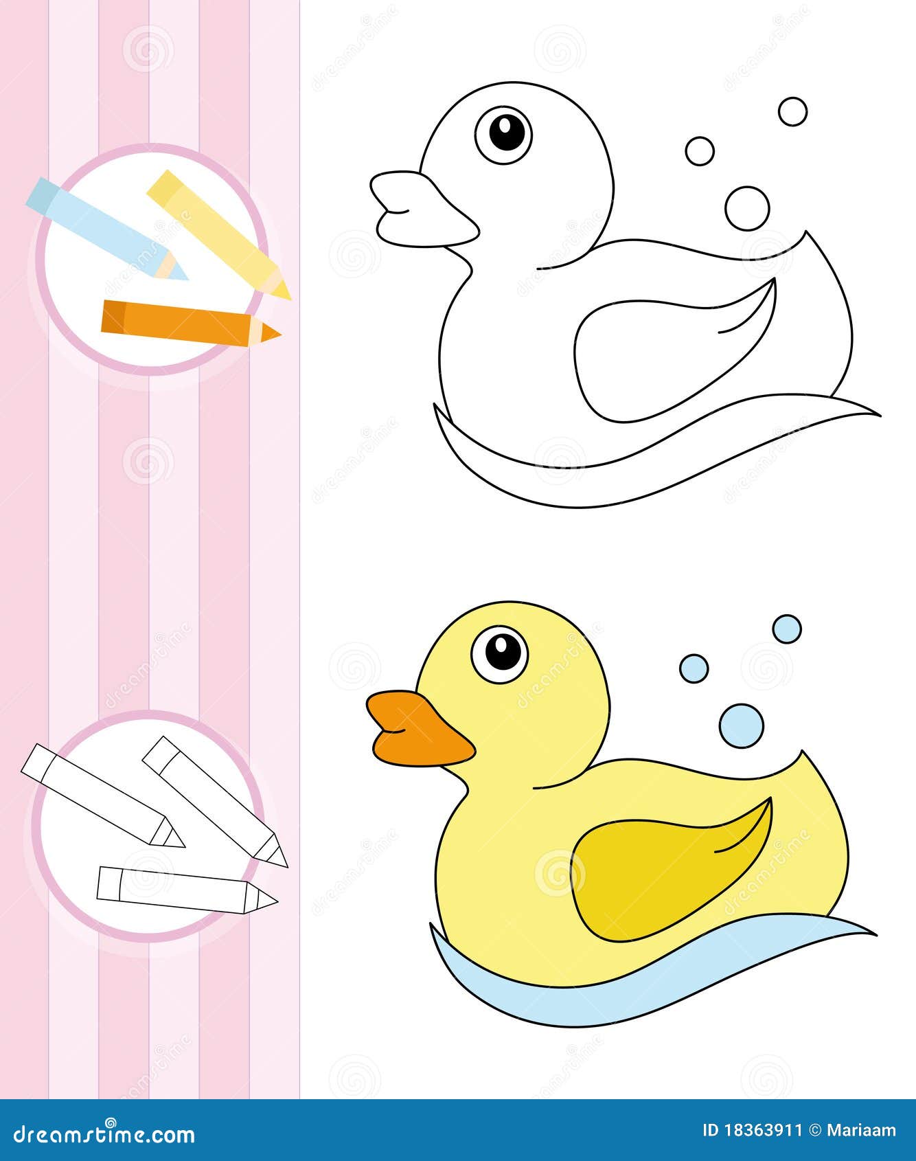 Coloring book sketch rubber duck stock vector