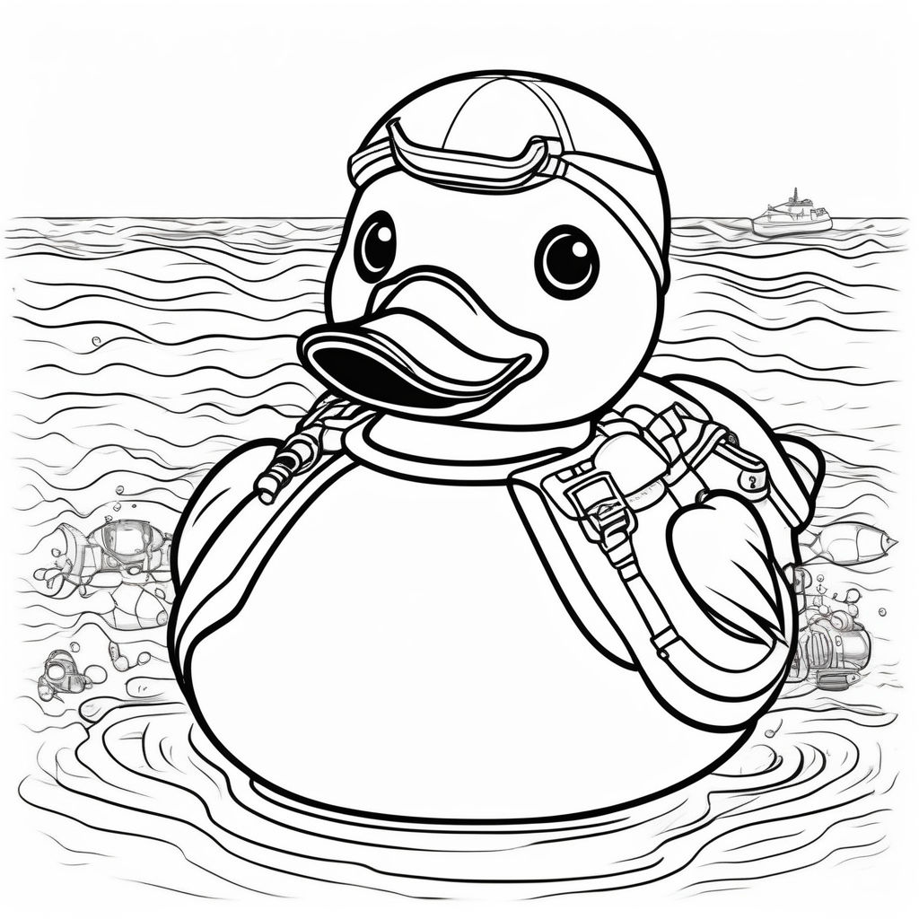 Duck at sea coloring book