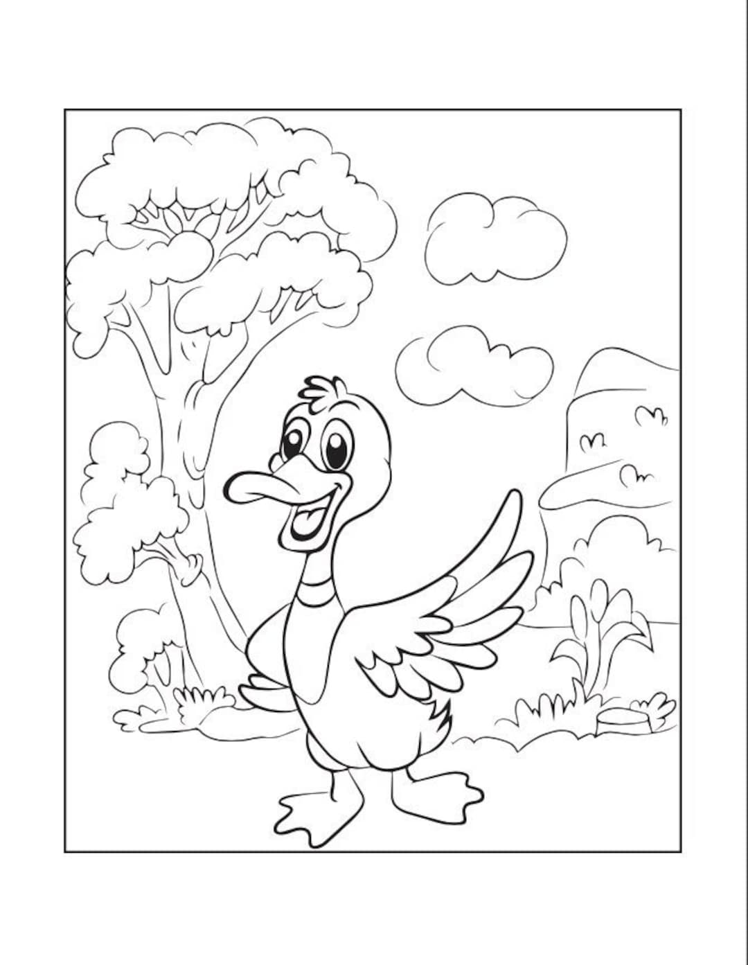 Duck coloring pages for kids printable digital download download now