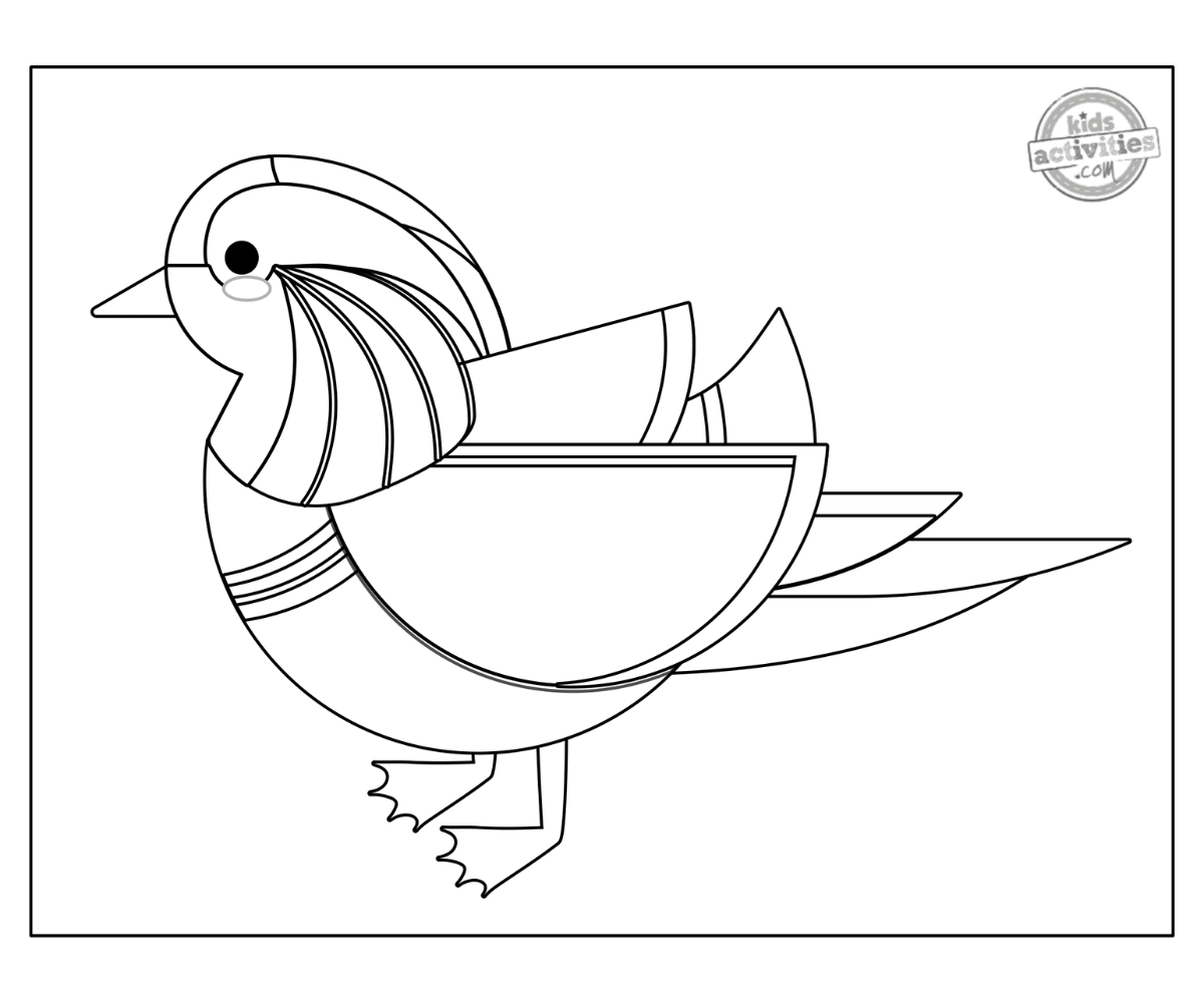 Free printable mandarin duck coloring page kids activities blog