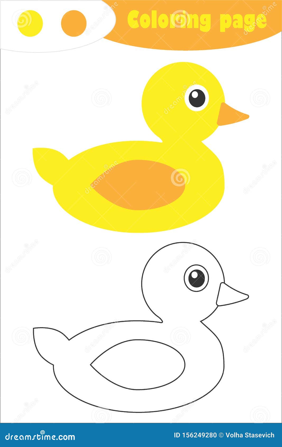 Duck in cartoon style coloring page spring education paper game for the development of children kids preschool activity stock illustration