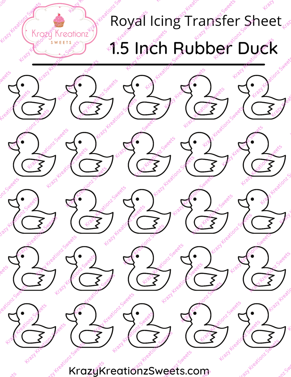 Inch rubber duck royal icing transfer sheet â krazy kreationz sweets