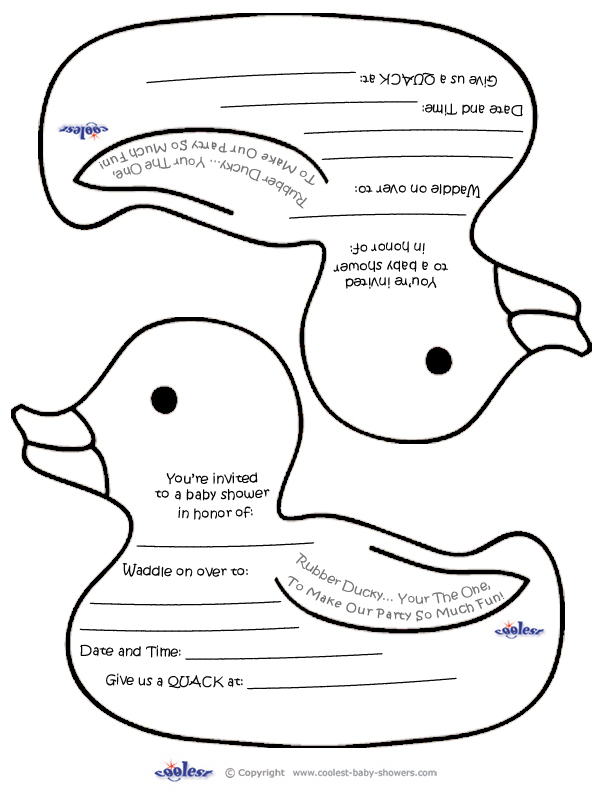 Printable rubber ducky invitations