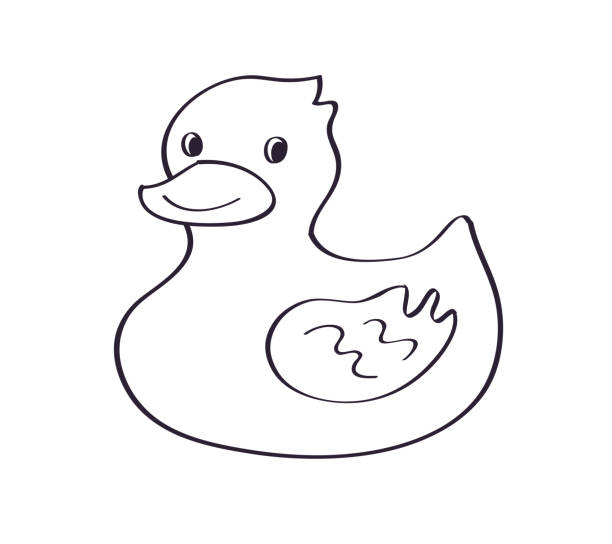 Rubber duck outline drawing stockillustraties royalty