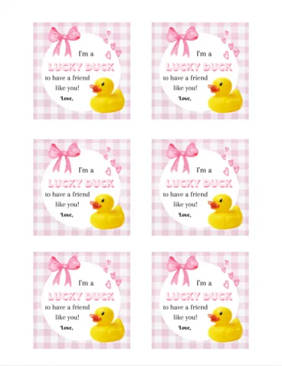 Free printable rubber duck valentines for kids