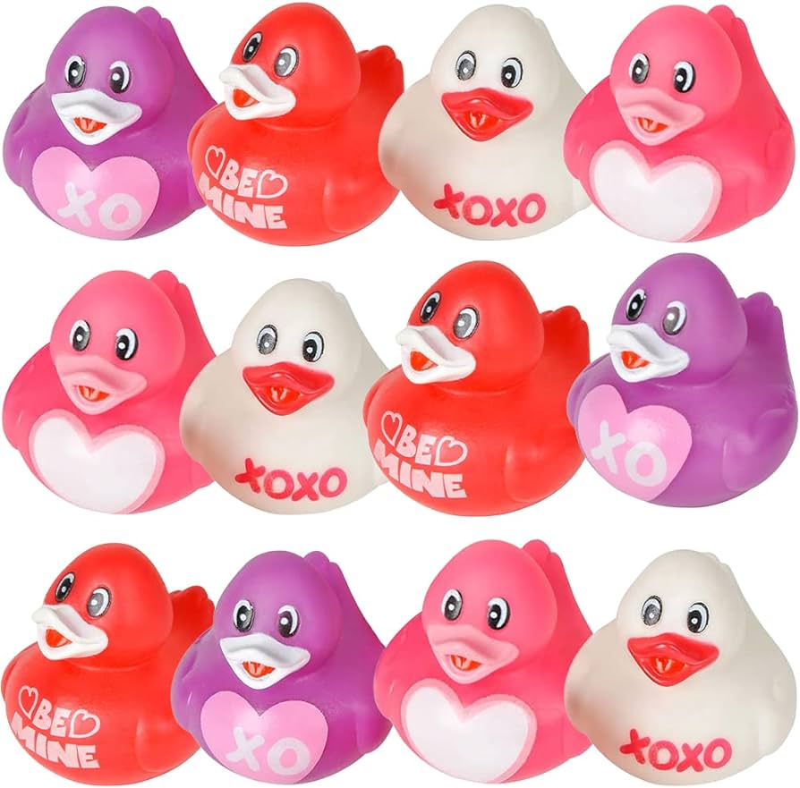 Artcreativity inch valentines day love rubber duckies pack of cute duck bath tub pool toys fun decorations carnival supplies valentine party favor or small prize toys games