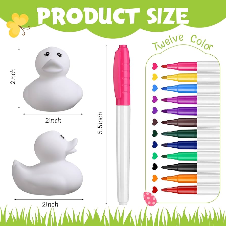 Inch white blank rubber ducks valentines day creative rubber ducks with pens of colors for pool bathtub float cute ducks diy ducks birthday gifts baby party favors accessories for