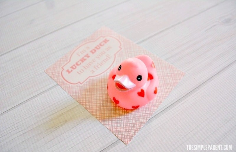 Rubber duck valentine idea with no candy free printable
