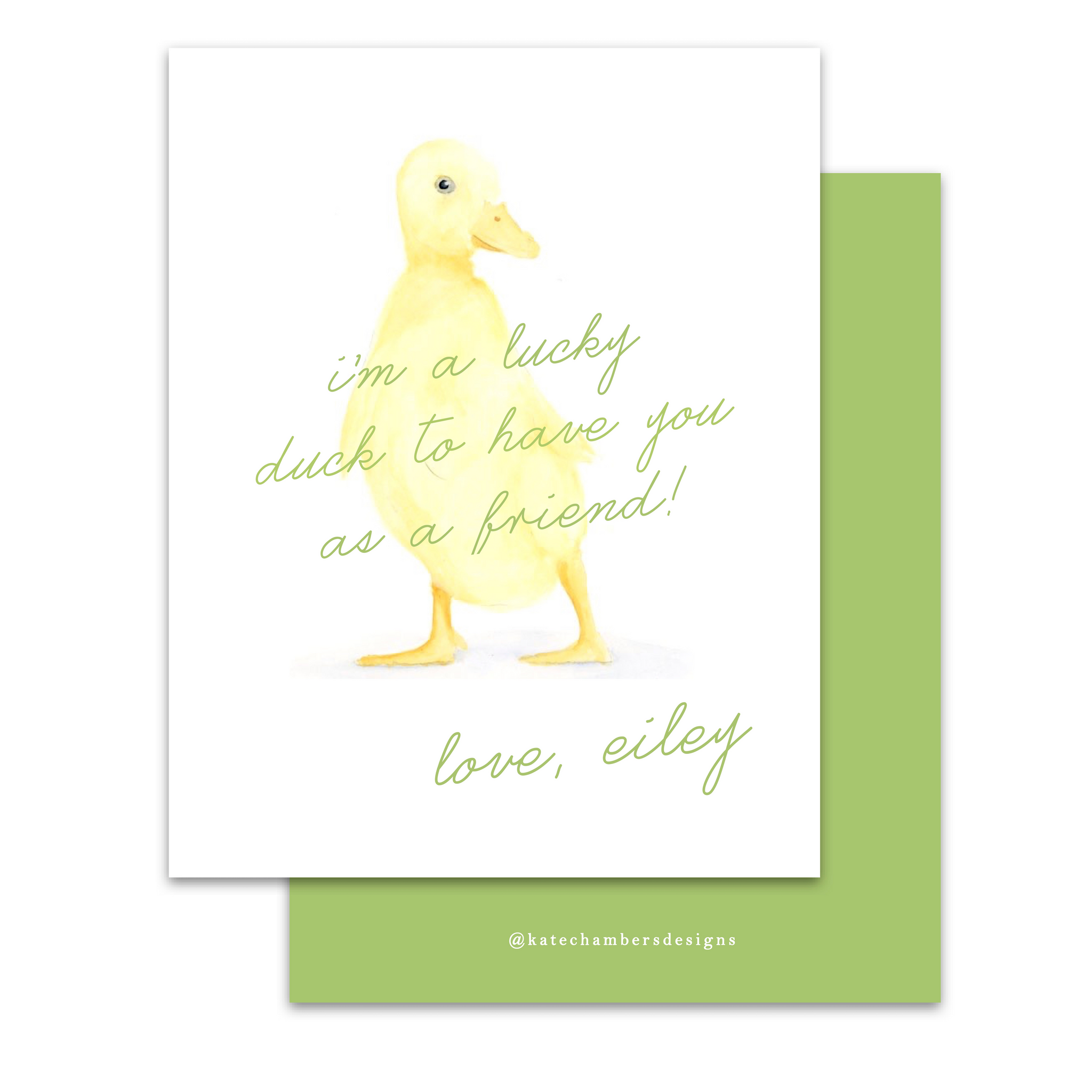 Green script lucky duck valentines day card â designs