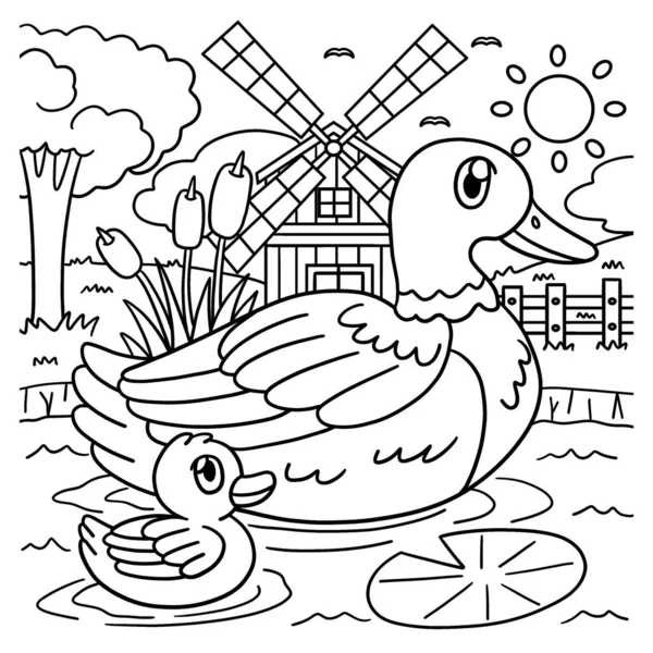 Duck coloring page vector images