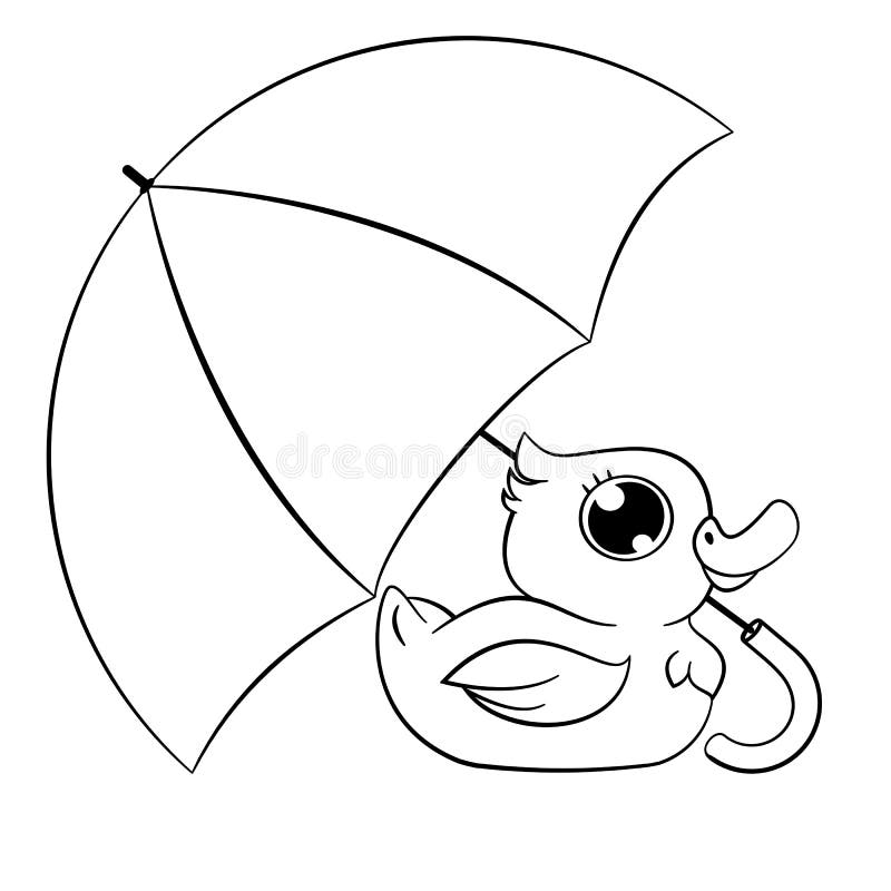 Rubber duck under umbrella stock vector illustration of backdrop