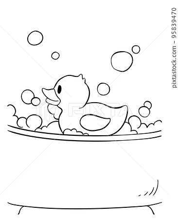 Rubber duck isolated coloring page for kids