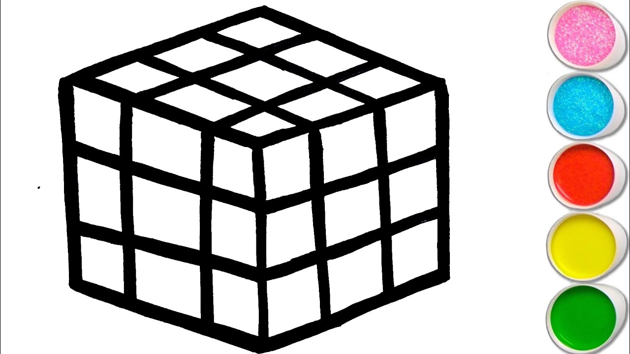 Rubiks cube drawing colouring and painting for toddlers kids how to draw rubiks cube
