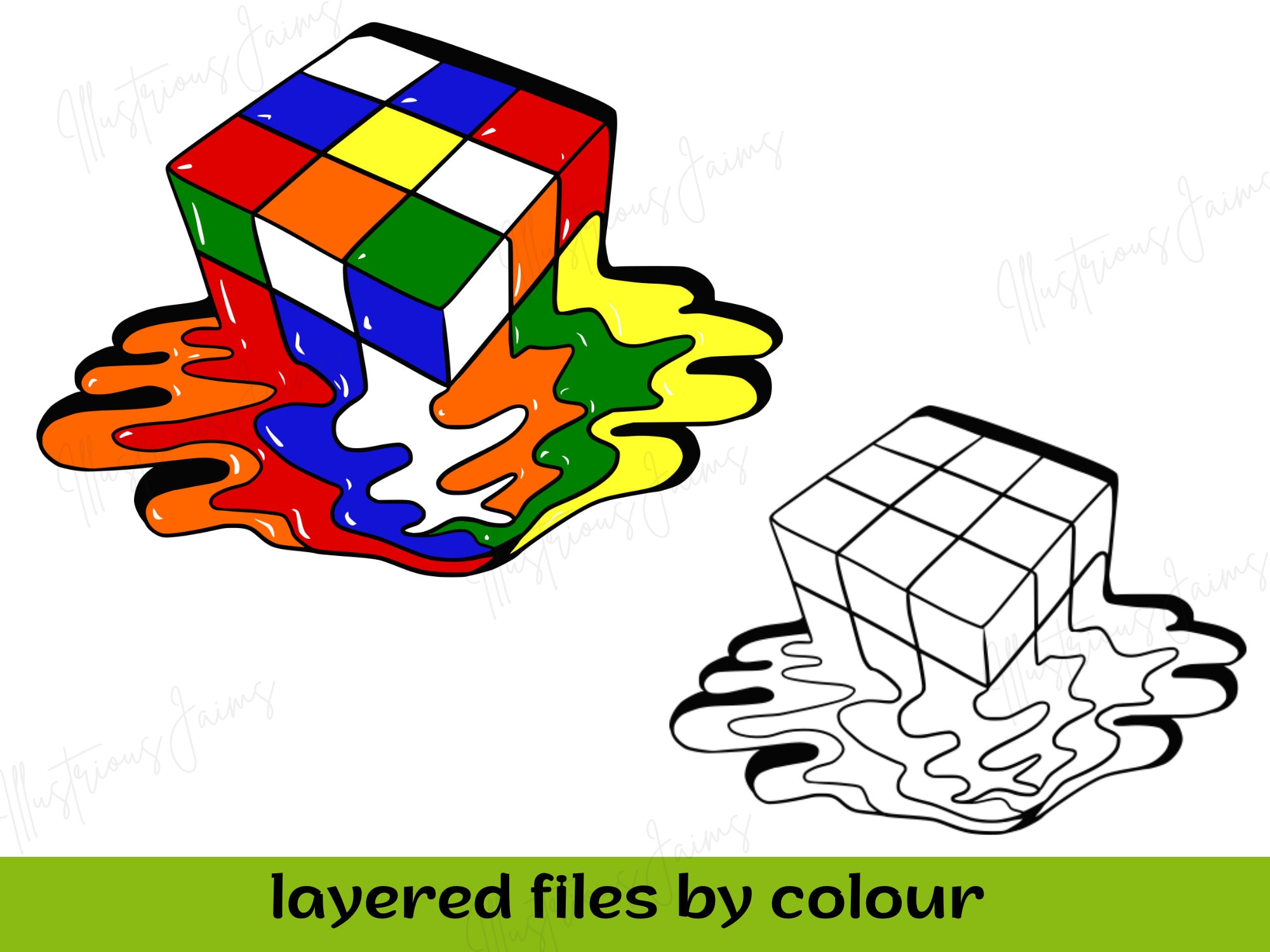 Rubiks cube svg cut file melting rubiks vector file cube svg rubic cube svg layered svg cricut diy files mercial use