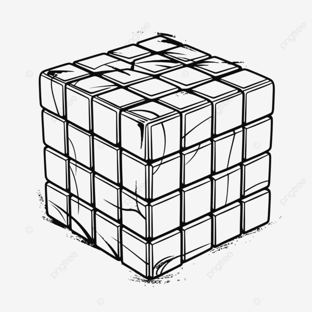 Rubik s cube is shown in an outline drawing sketch vector wing drawing cube drawing rubiks cube drawing png and vector with transparent background for free download