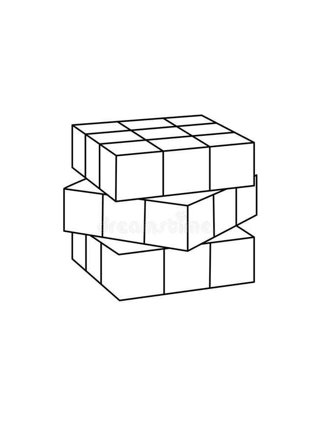 Rubik cube toys black and white lineart drawing illustration hand drawn coloring pages lineart illustration in black and white editorial photography