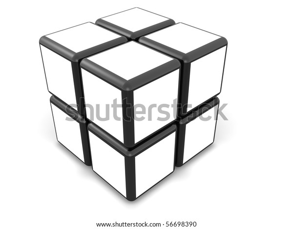 Cube photo frame display image white stock illustration