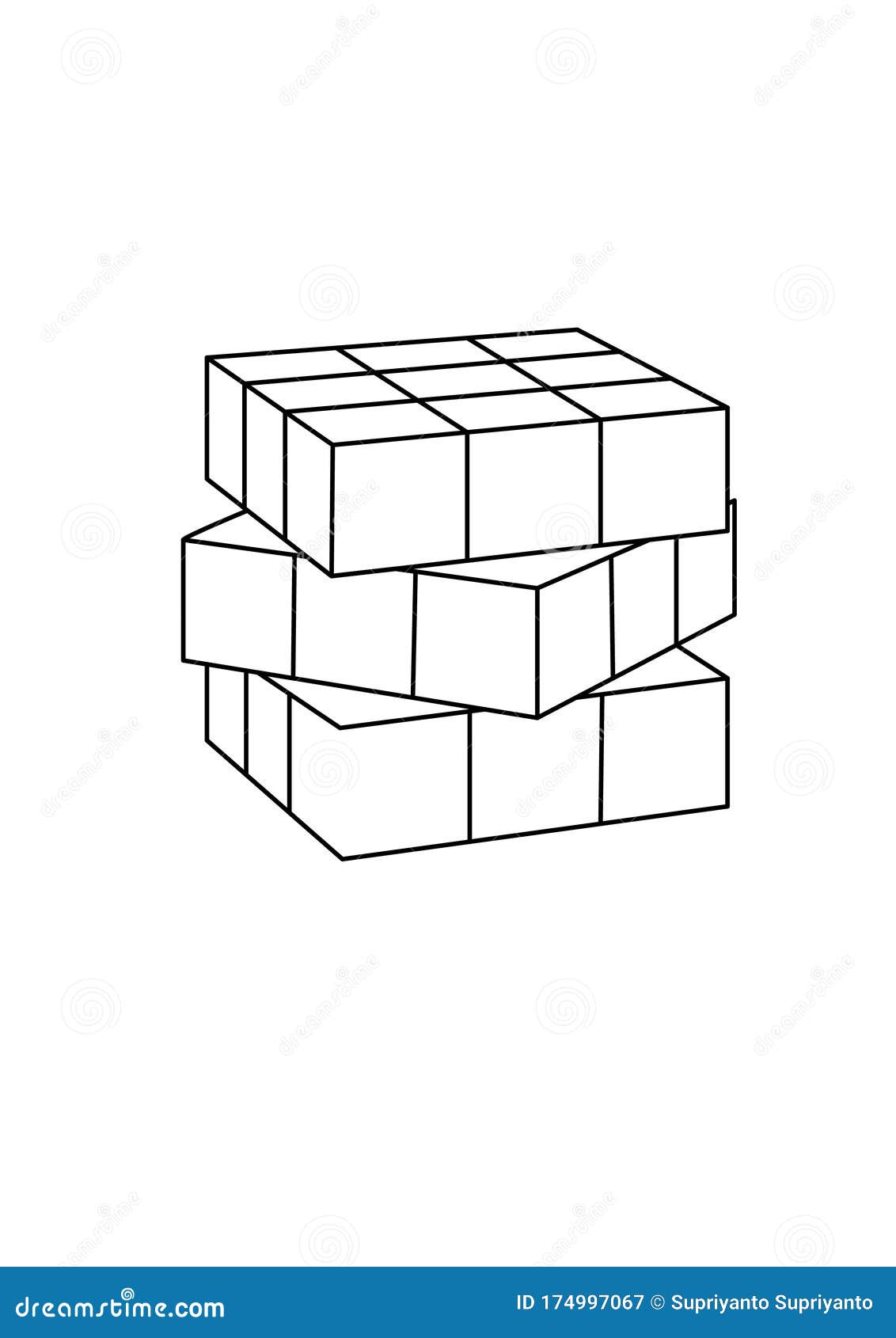 Rubik cube toys black and white lineart drawing illustration hand drawn coloring pages lineart illustration in black and white editorial photography