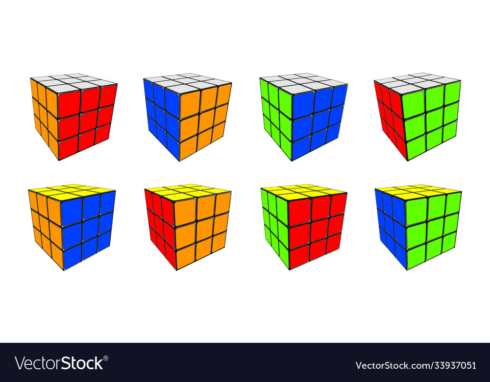 Rubiks cube different color cubes bination vector image