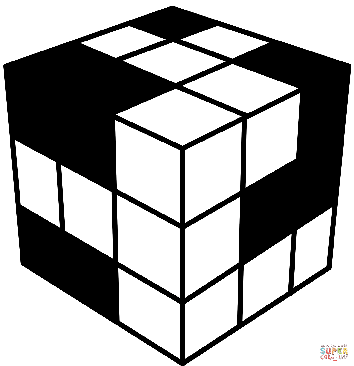 Rubix cube coloring page free printable coloring pages