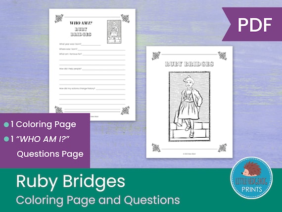 Ruby bridges coloring page and worksheets instant download