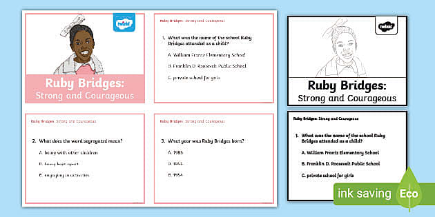 Ruby bridges strong and urageous task cards