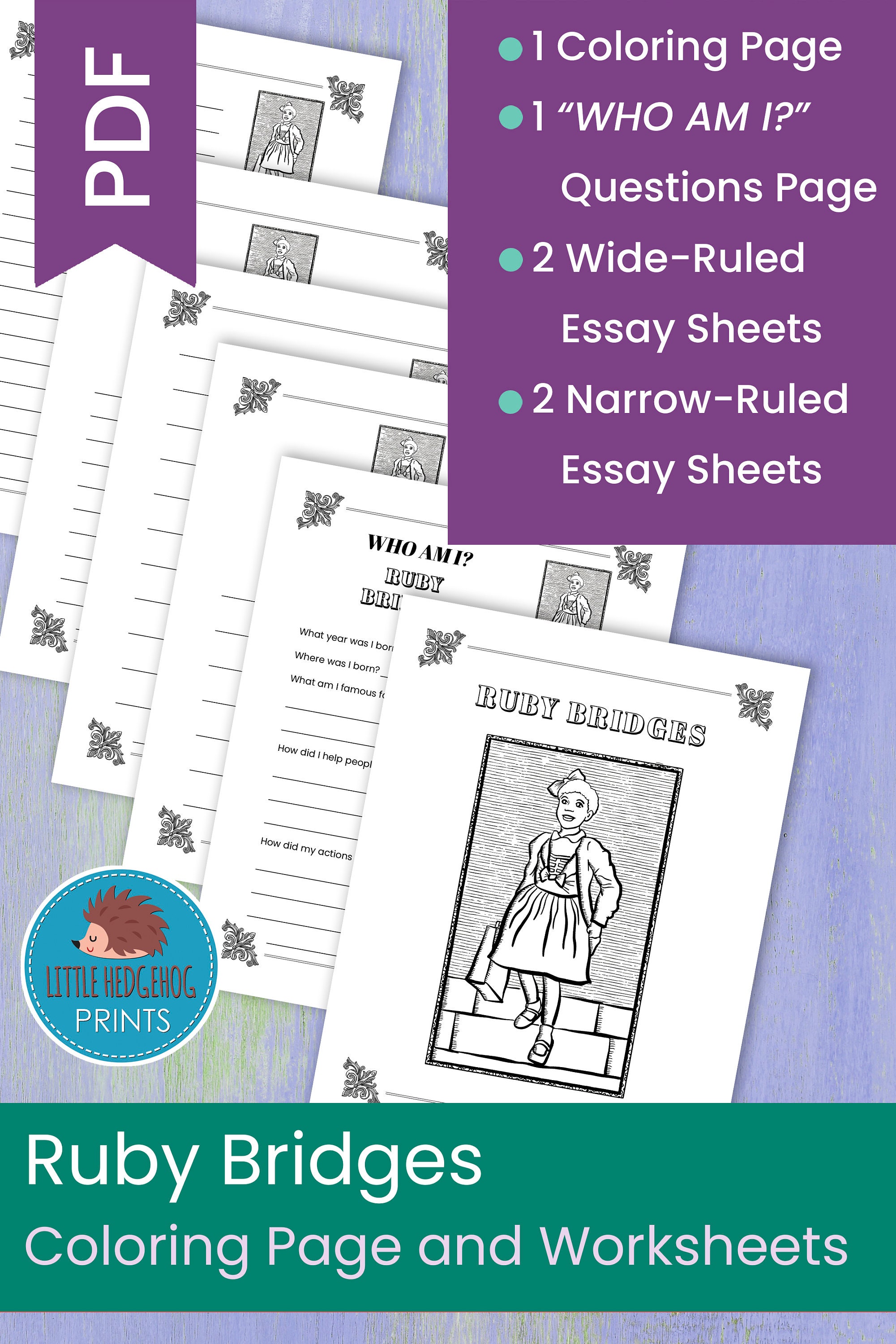 Ruby bridges coloring page and worksheets instant download